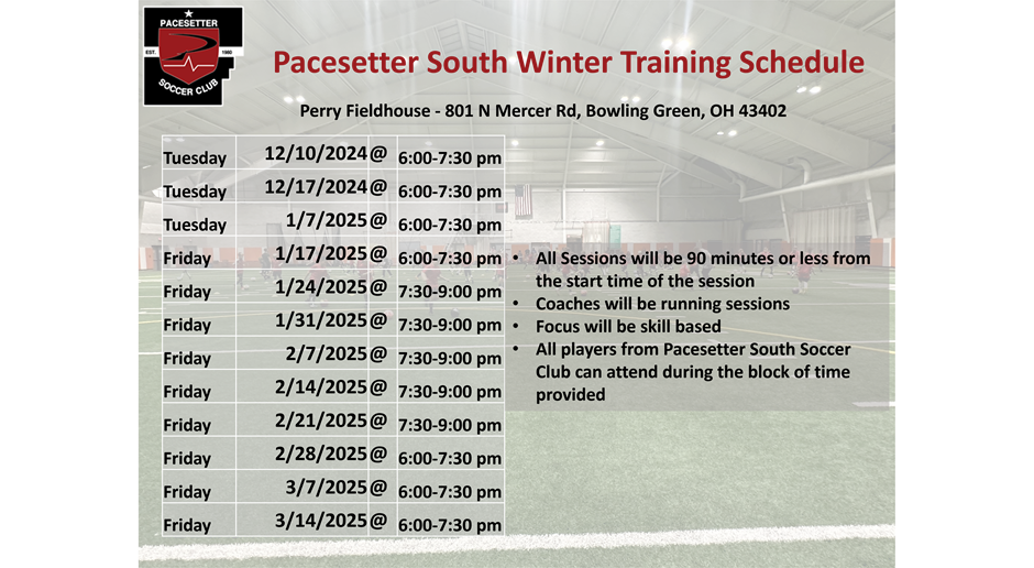 Winter Training Schedule 2024-25